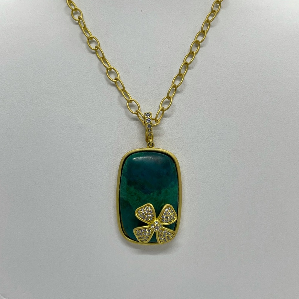 Freida Rothman A Harmony Large Stone Pendant Necklace  14K Gold-Plated Sterling